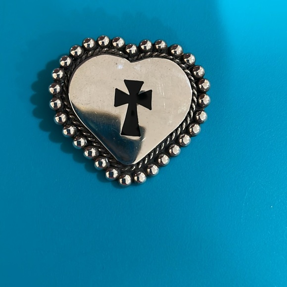 Jewelry - *Price Firm* Sterling Silver Heart with Cross Pin and Pendant